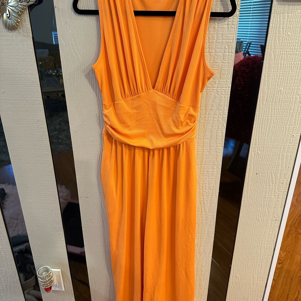 Vibrant Orange Sleeveless Jumpsuit